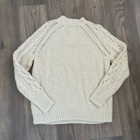 Cable-knit pointelle sweater with popcorn flowers NWT - Picture 4 of 5